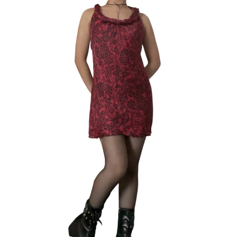 Elegant Red and Black Mini Dress